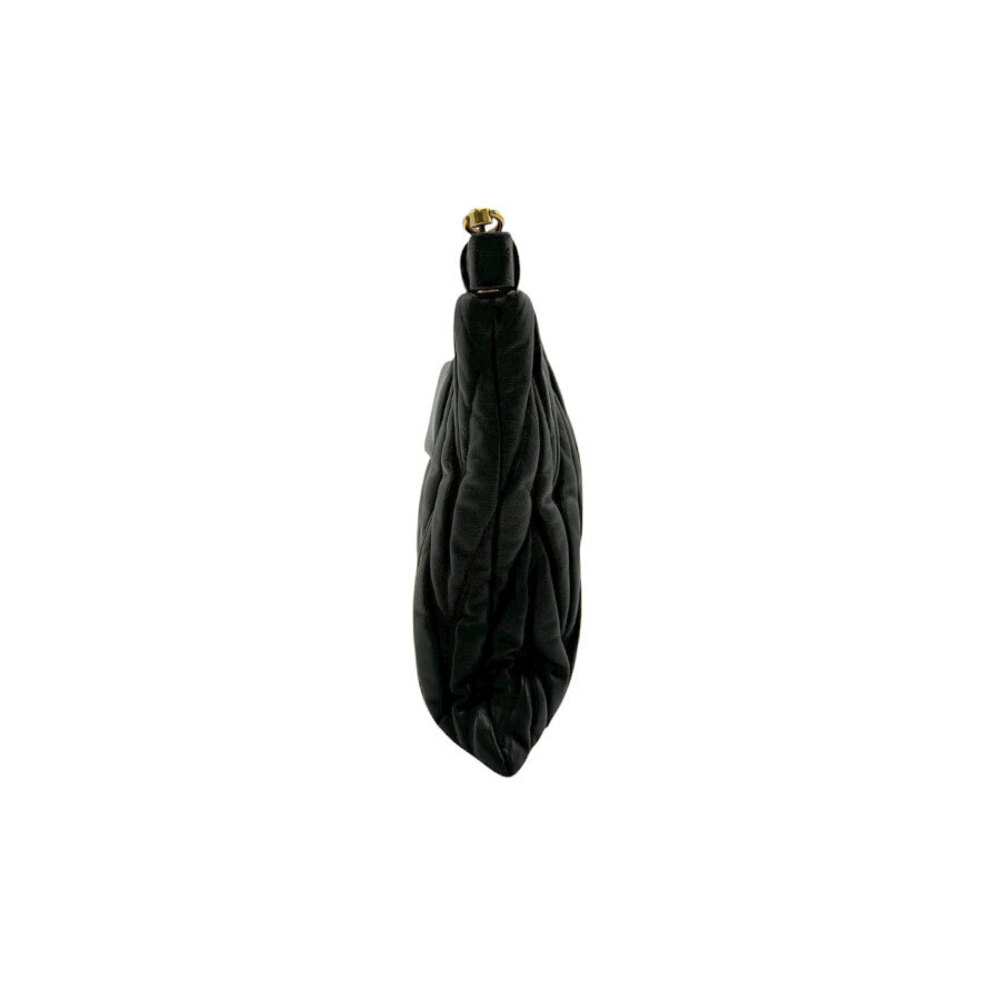 Miu Miu Matelass Gold Leather Clutch Black Shoulder Bag